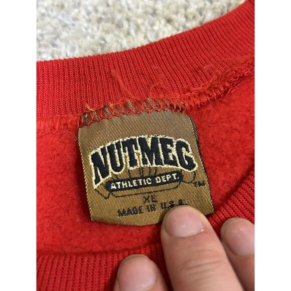 Vintage Nutmeg Chicago Bulls Crewneck‎ Sweatshirt Men's Size XL Spellout 1990s - Picture 6 of 7